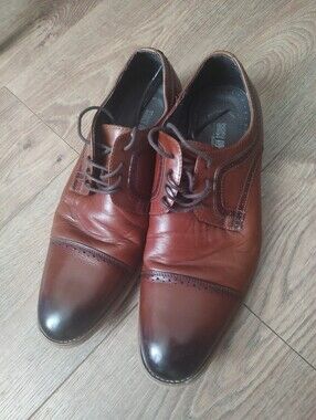 STACY ADAMS Men's Size 11 Brown Leather Cap Toe Brogue Derby Dress Shoes